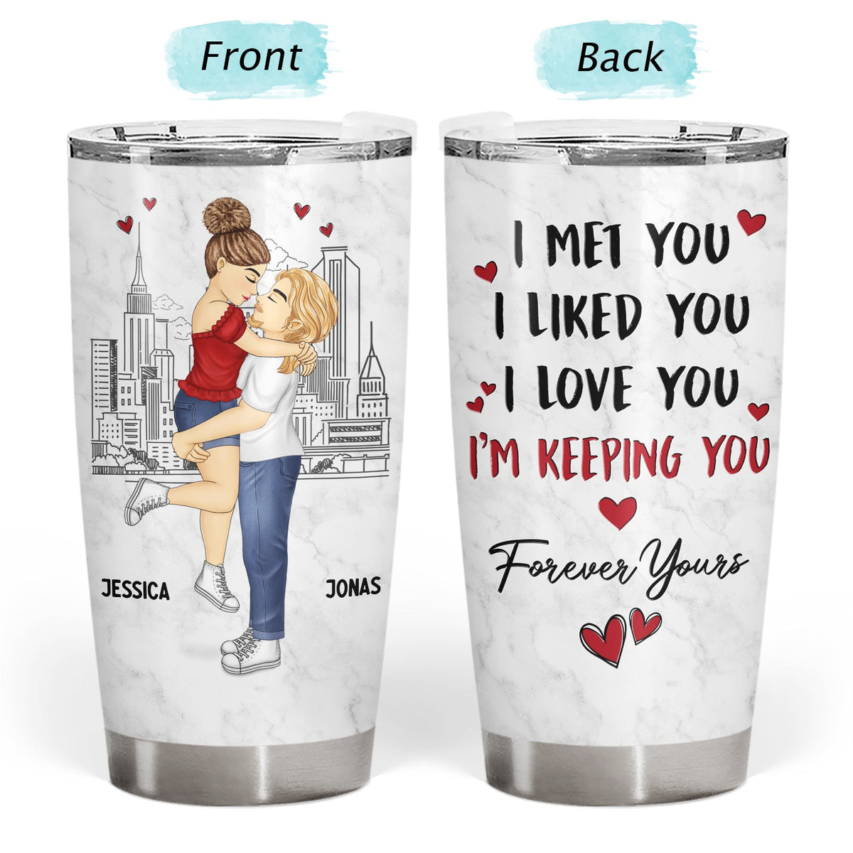 I Met You I Liked You I Love You Keeping You - Gift For Couples - Personalized Tumbler