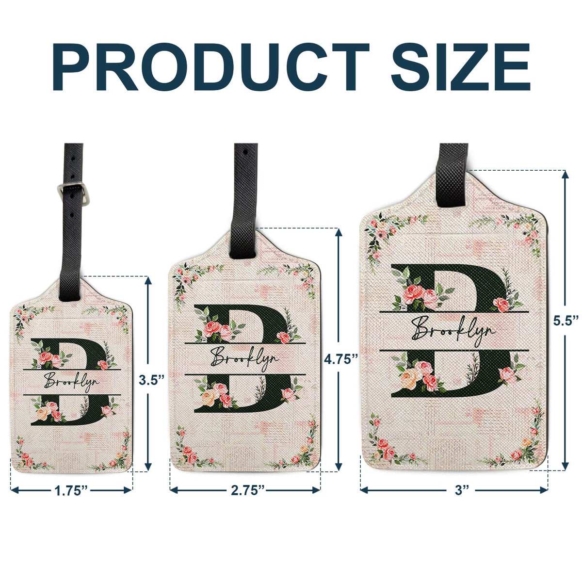 Monogram Floral - Birthday Gift For Her, Vacation Lovers - Personalized Luggage Tag