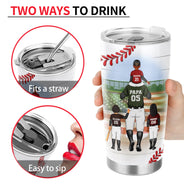 Dear Dad Thank You For Teaching Me - Birthday, Loving Gift For Baseball, Softball Fan, Father - Personalized Tumbler