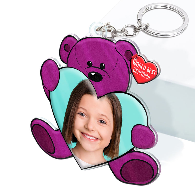Custom Photo You're Doing Great Bear Hug - Loving Gift For Mom, Mum, Nana - Personalized Acrylic Keychain