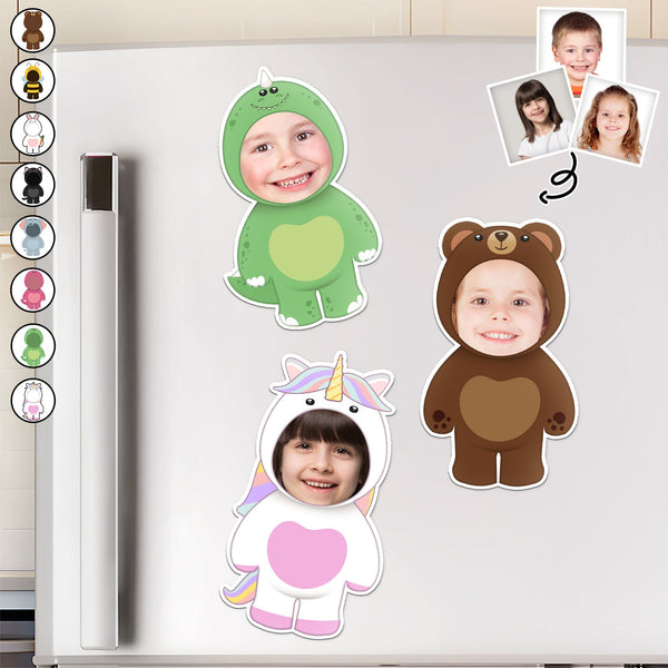 Custom Photo Funny Kid Animal Cosplay - Gift For Children, Grandkids - Personalized Magnet