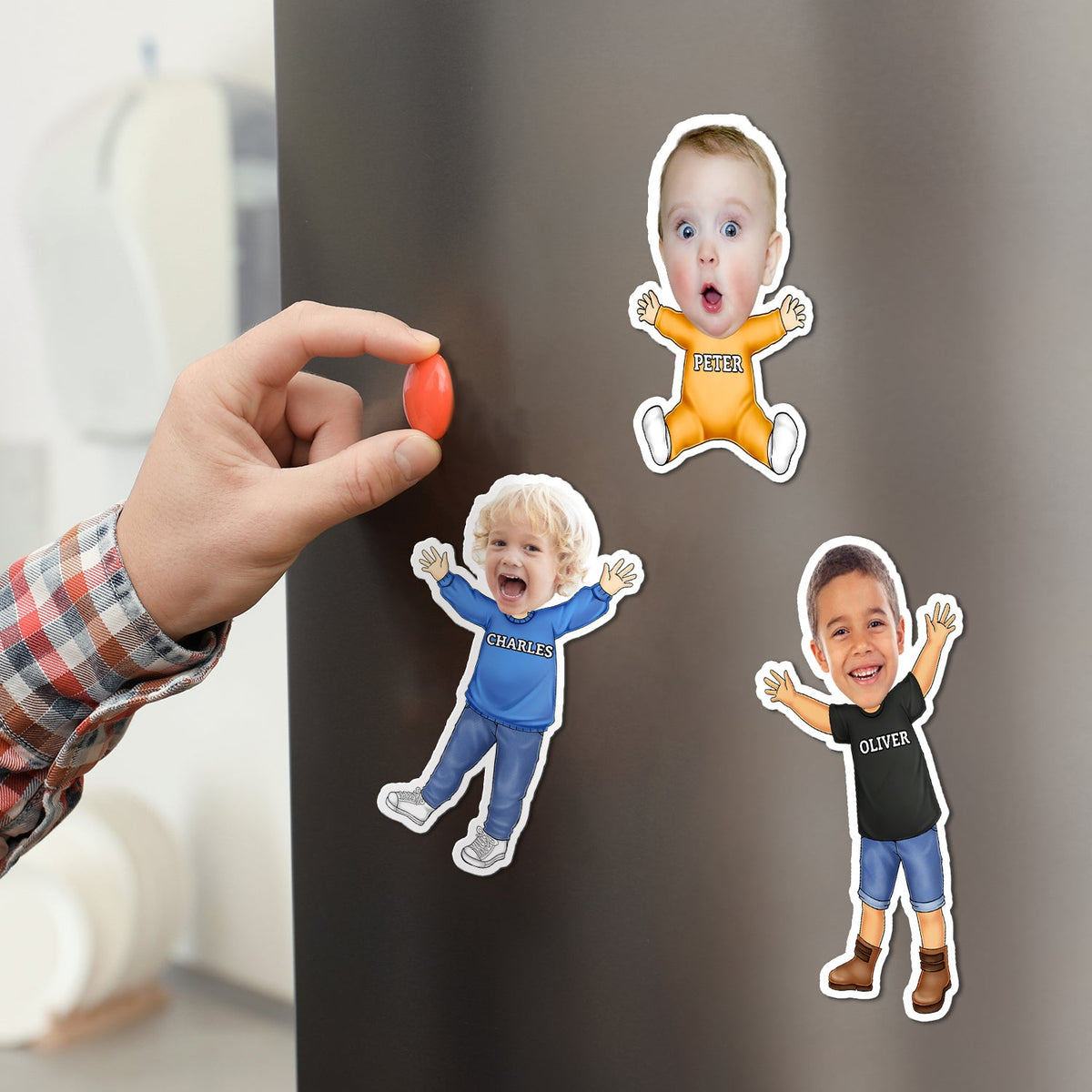 Custom Photo Funny Face Happy Kid - Gift For Grandkids, Siblings - Personalized Magnet