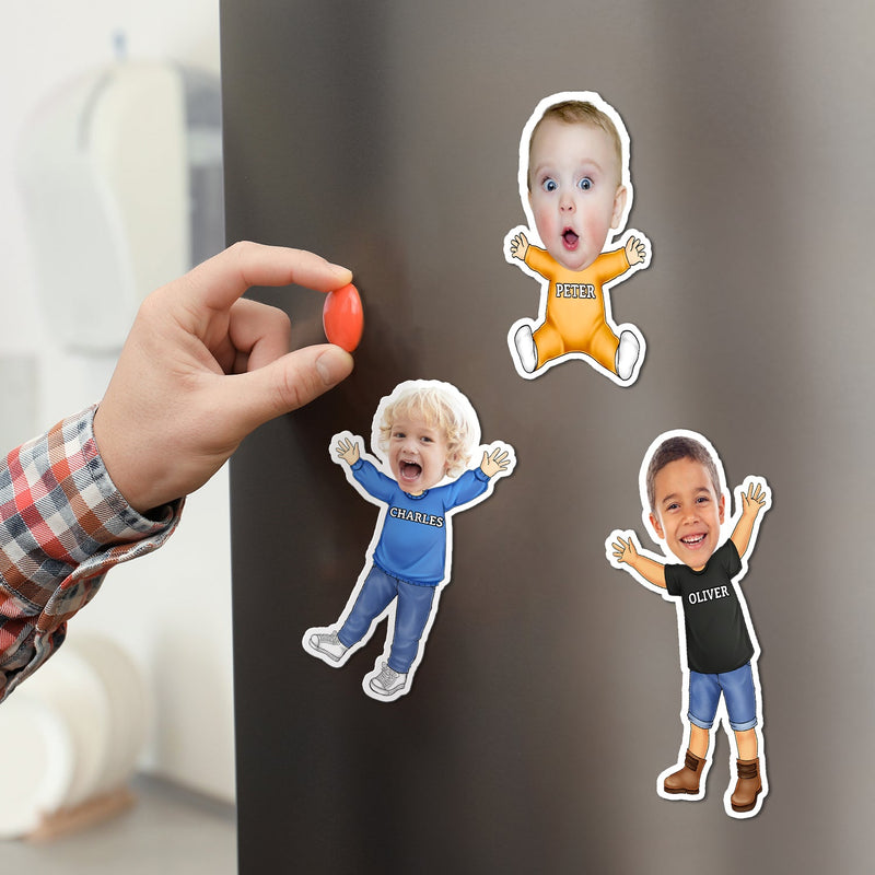 Custom Photo Funny Face Happy Kid - Gift For Grandkids, Siblings - Personalized Magnet