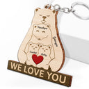 Papa Bear Mama Bear - Gift For Parents, Father, Mother, Grandpa - Personalized Wooden Keychain