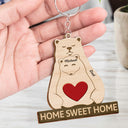 Papa Bear Mama Bear - Gift For Parents, Father, Mother, Grandpa - Personalized Wooden Keychain
