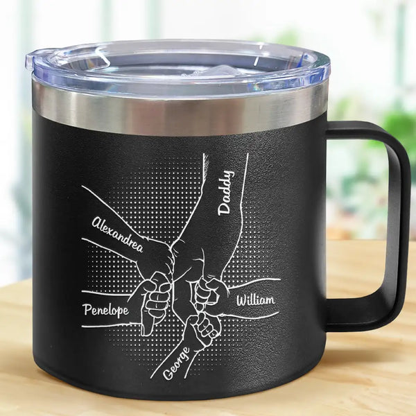 Hand In Hand, I Will Always Protect You - Personalized 14oz Stainless Steel Tumbler With Handle