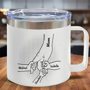 Hand In Hand, I Will Always Protect You - Personalized 14oz Stainless Steel Tumbler With Handle