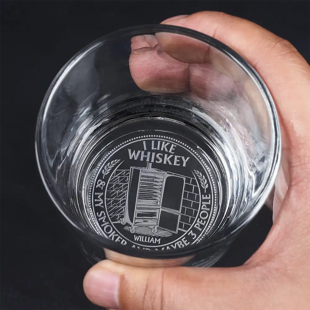 I Like My Smoker And Maybe 3 People Retro - Personalized Engraved Whiskey Glass