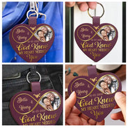 Custom Photo God Knew My Heart Needed You - Personalized Custom Shaped Leather Keychain