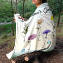 Grandma Nana's Garden Birth Month Flower - Personalized Fleece Blanket, Sherpa Blanket
