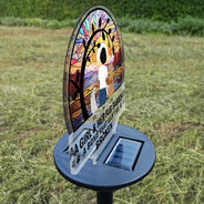 Pet Lovers - Flower Field A Girl And Her Dog And Cat - Personalized Solar Light