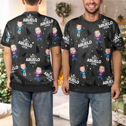 Gift For Grandpa, Gift For Father - Custom Photo Best Dad Grandpa Ever - Personalized Short Sleeve Sweater