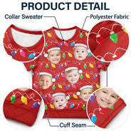 Christmas,Custom Photo,Family,Gift For Bestie,Funny,Continue Shopping - Custom Photo Santa Hat Funny Family Face - Personalized Short Sleeve Sweater