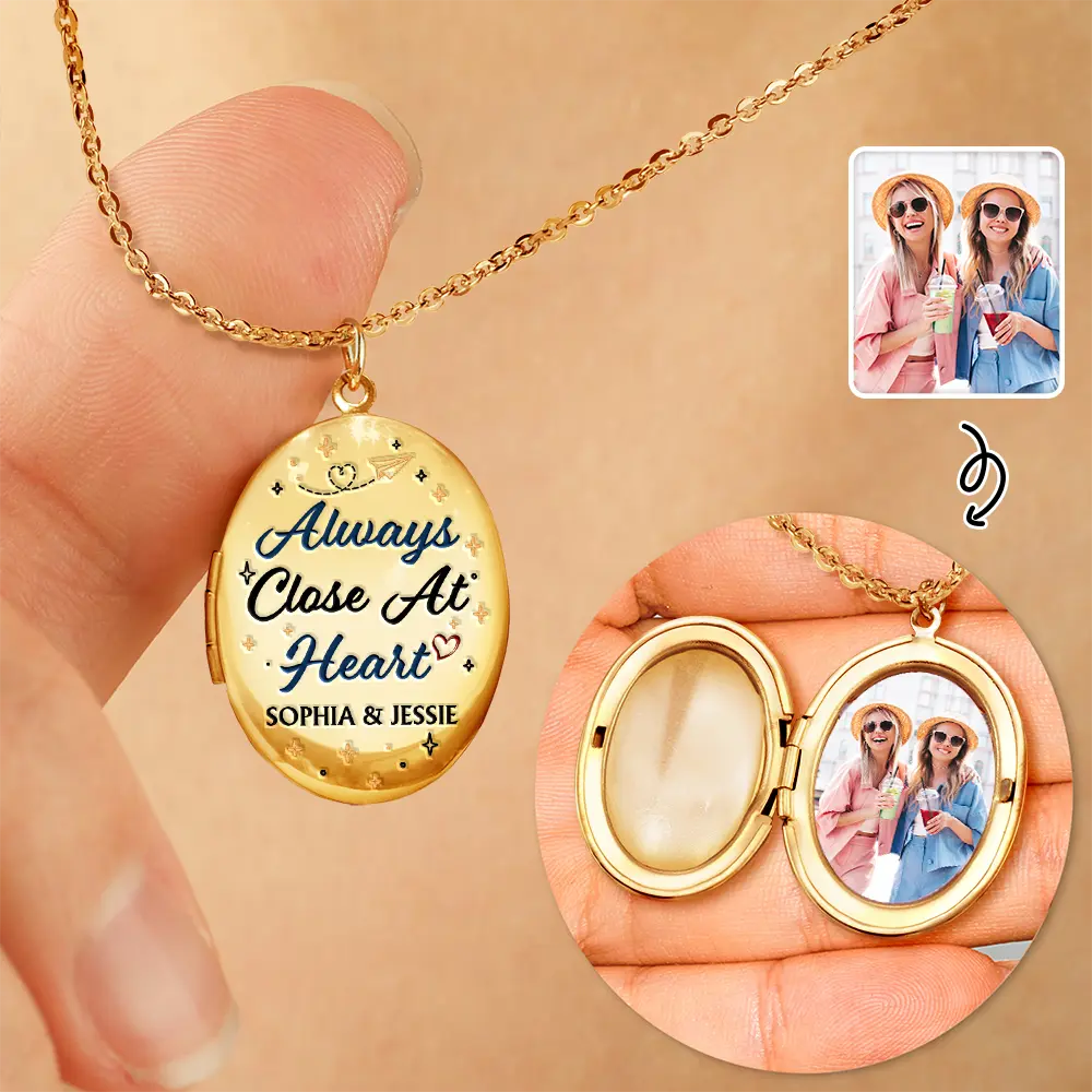 Custom Photo Besties Always Close At Heart - Personalized Locket Necklace