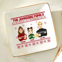 Christmas,Family,Gift For Bestie,Continue Shopping,Happy - Flat Art Family Grandparents, Parents, Kids, Friends - Personalized Ring Dish