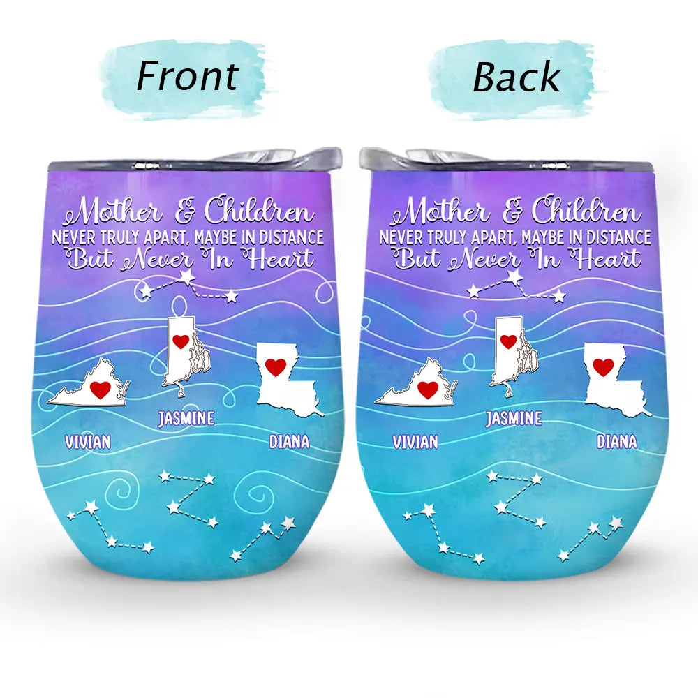 Long Distance Family Bestie Never Too Far To Drink - Personalized Wine Tumbler