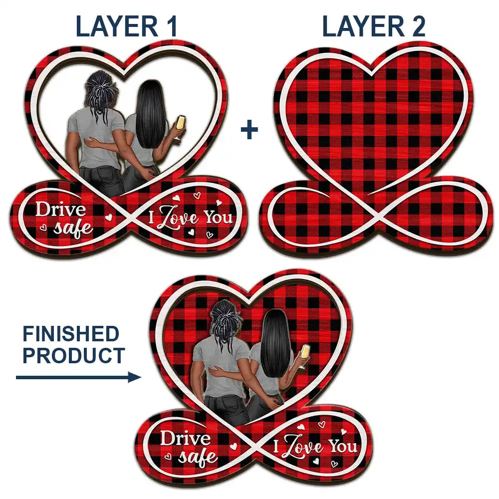 Drive Safe I Love You To Husband From Wife Back Couple - Personalized Custom Shaped Car Visor Clip