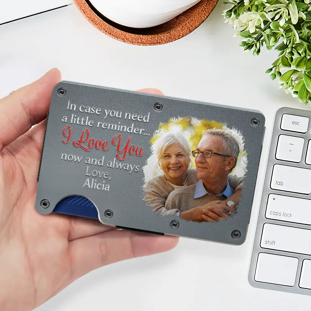 Gift For Couples, Gift For Husband, Gift For Boyfriend - Custom Photo In Case You Need A Little Reminder - Personalized Card Wallet With Money Clip

