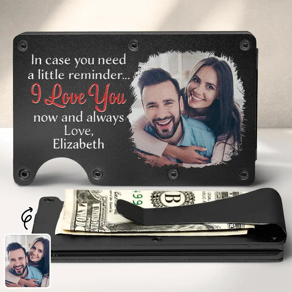 Gift For Couples, Gift For Husband, Gift For Boyfriend - Custom Photo In Case You Need A Little Reminder - Personalized Card Wallet With Money Clip
