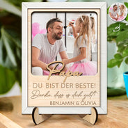 Gift For Father,Gift For Grandpa,Custom Photo,Funny - Custom Photo Dad Papa You Are The Best Thank You For Being There - Personalized 2-Layered Wooden Plaque With Stand