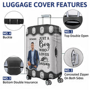 Custom Photo Just A Girl Boy Who Loves Traveling - Birthday Gift For Him, Her, Family, Trippin', Vacation Lovers - Personalized Luggage Cover