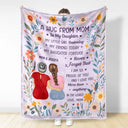 Gift For Mother, Gift For Daughter, Mom - Daughters (Adult), Happy - A Hug From Mom - Personalized Fleece Blanket, Sherpa Blanket