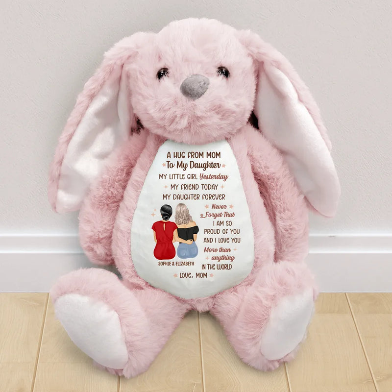 Gift For Daughter, Mom - Daughters (Adult), Happy - A Hug From Mom - Personalized Soft Toy Bunny