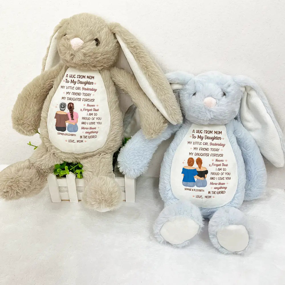 Gift For Daughter, Mom - Daughters (Adult), Happy - A Hug From Mom - Personalized Soft Toy Bunny