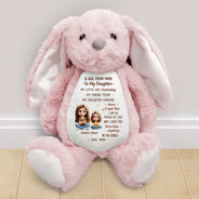 Gift For Mother, Gift For Daughter, Mom - Daughters (Adult), Happy - A Hug From Mom 3D Effect - Personalized Soft Toy Bunny