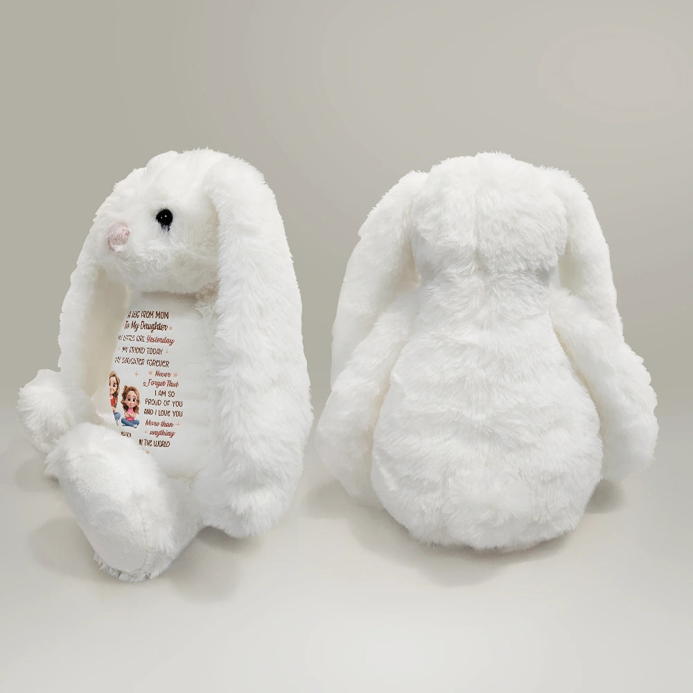 Gift For Mother, Gift For Daughter, Mom - Daughters (Adult), Happy - A Hug From Mom 3D Effect - Personalized Soft Toy Bunny