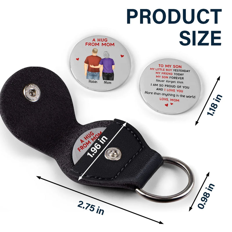 Gift For Daughter,Mom - Daughters (Adult),Mom - Daughters (Young),Gift For Son,Mom - Sons,Gift For Women,Gift For Men,Top Market - A Hug From Mom My Daughter Son Forever - Personalized Leather Pocket Hug