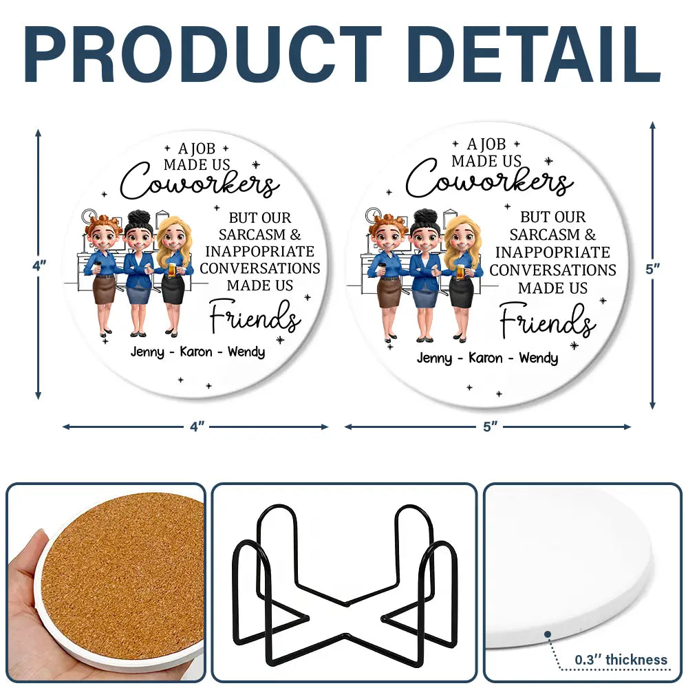 Gifts For Colleagues,Funny - A Job Made Us Coworker - Personalized Ceramic Coaster
