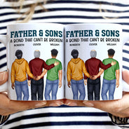 Father And Son A Bond That Can't Be Broken - Dad, Father, Grandpa - Personalized White Edge-to-Edge Mug