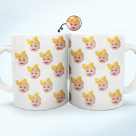 Custom Photo Funny Kid Face - Personalized White Edge-to-Edge Mug