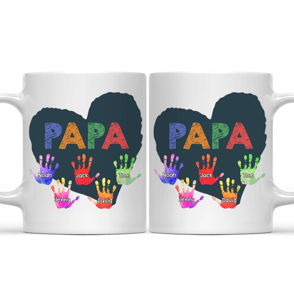 Papa Grandkids Hand Print - Personalized Mug