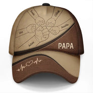 Gift For Husband,Parents,Gift For Yourself,Gift For Men,Gift For Grandpa,Gift For Father,Love,French,Gift For Grandparents,Non-Eng,Icon,Proud - Check Poing Contre Poing Grand-père Papa Avec Enfants - Casquette Classique Personnalisée