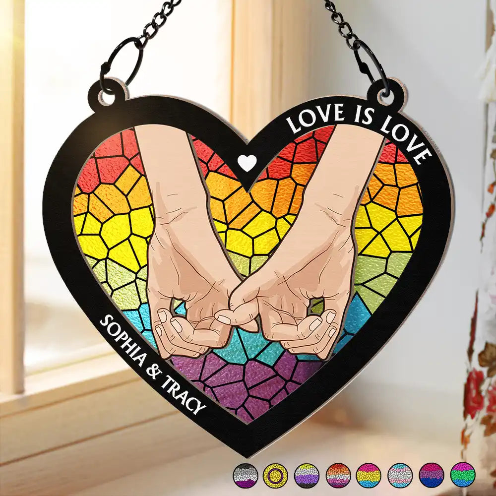 Love Is Love Pride - Personalized Window Hanging Suncatcher Ornament