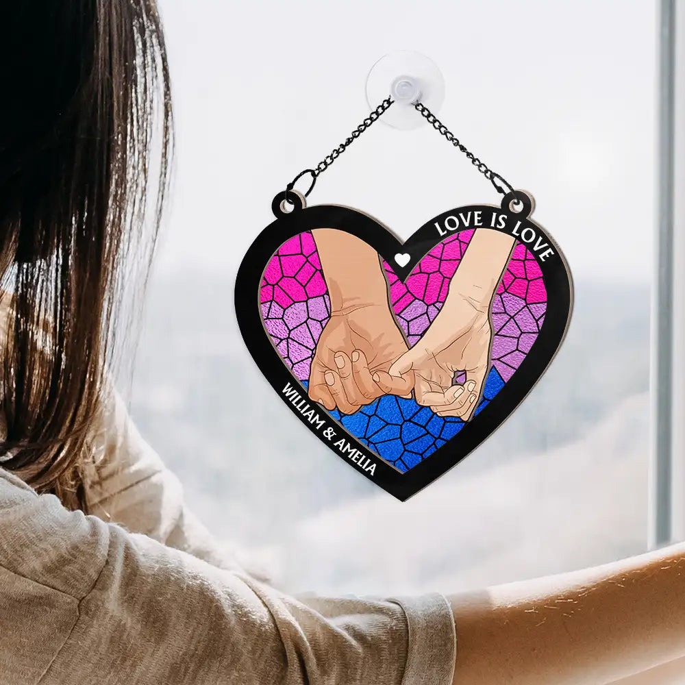 Love Is Love Pride - Personalized Window Hanging Suncatcher Ornament