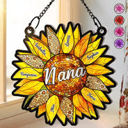 Nana’s Family Sunflower of Love - Personalized Window Hanging Suncatcher Ornament