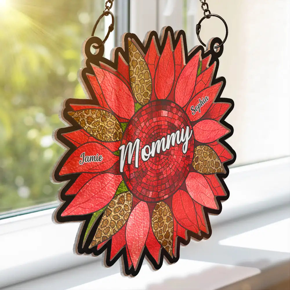Nana’s Family Sunflower of Love - Personalized Window Hanging Suncatcher Ornament