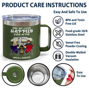 Let's Sit By The Campfire - Personalized 14oz Stainless Steel Tumbler With Handle