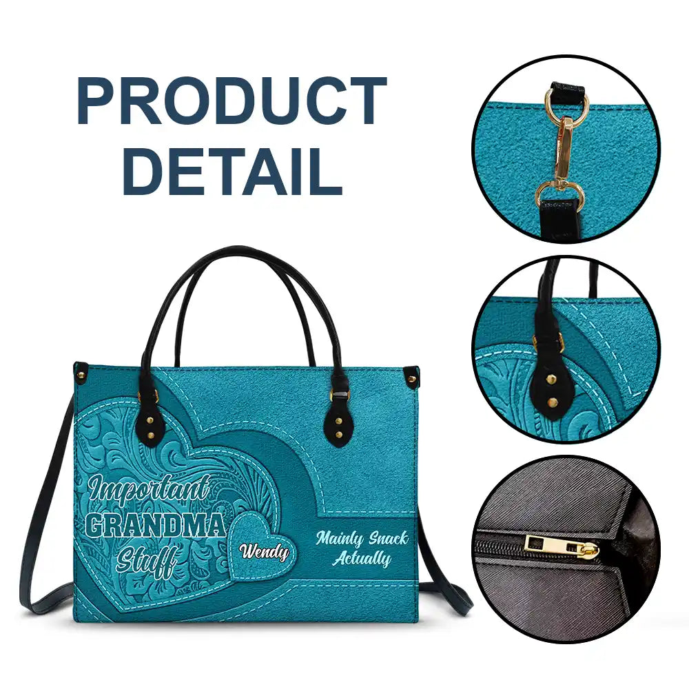 Important Nana Stuff - Personalized Leather Bag
