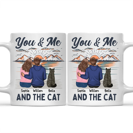 You & Me And The Cat - Personalized Mug