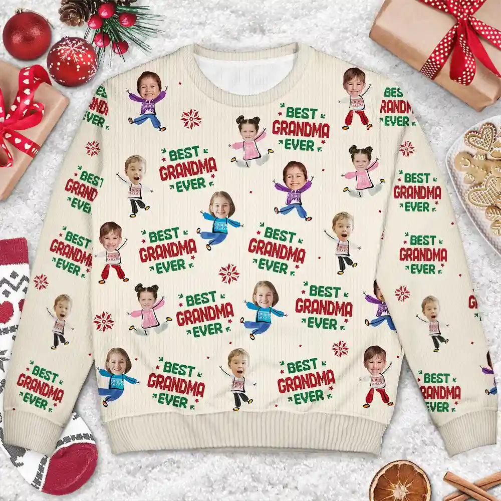 Custom Photo Best Mom Ever Funny Kids Christmas - Personalized Unisex Ugly Sweater