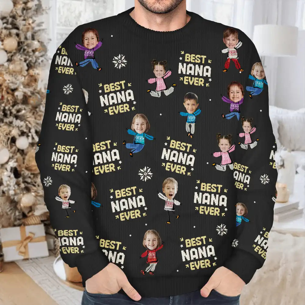 Custom Photo Best Mom Ever Funny Kids Christmas - Personalized Unisex Ugly Sweater