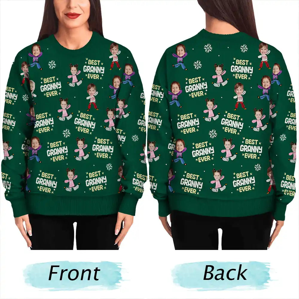 Custom Photo Best Mom Ever Funny Kids Christmas - Personalized Unisex Ugly Sweater
