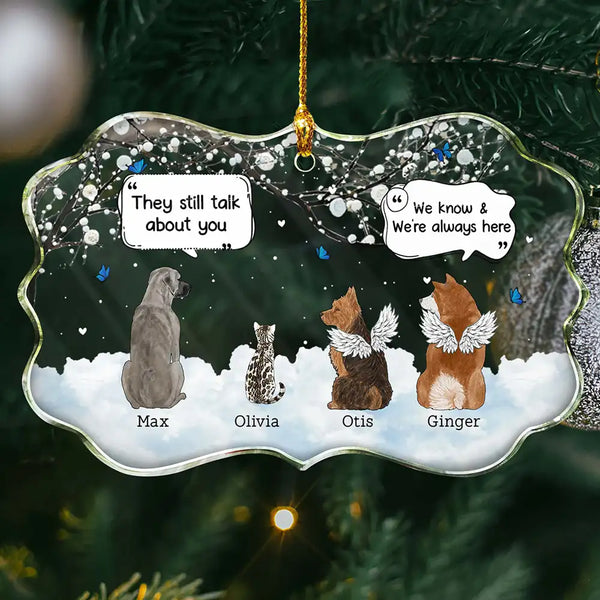 Pet Lovers, Memorial - They Still Talk About You Memorial Dog Cat - Personalized Medallion Glass Ornament