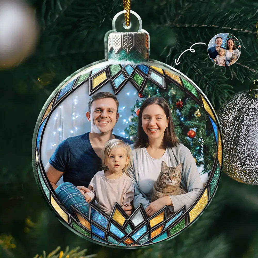 Family,Gift For Couples,Gift For Sibling,Parents,Gift For Grandparents - Custom Photo Christmas Family Couple Sibling Memorial - Personalized Custom Shaped Acrylic Ornament