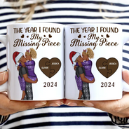 Love,Gift For Couples,Gift For Husband,Gift For Wife,Gift For Boyfriend,Gift For Girlfriend,Anniversary - The Year I Found My Missing Piece Kissing Couples - Personalized White Edge-to-Edge Mug