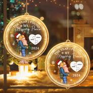 Gift For Couples, Gift For Husband, Gift For Wife, Gift For Boyfriend, Gift For Girlfriend - The Year I Found My Missing Piece Kissing Couples - Personalized LED Pendant Light